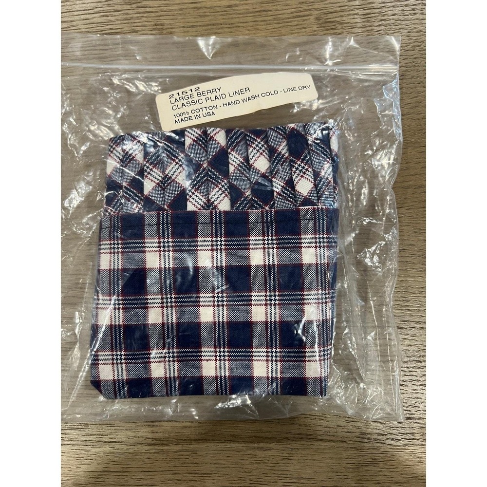 Longaberber Basket Liner Holder Large Berry Classic Blue Plaid Liner #21512